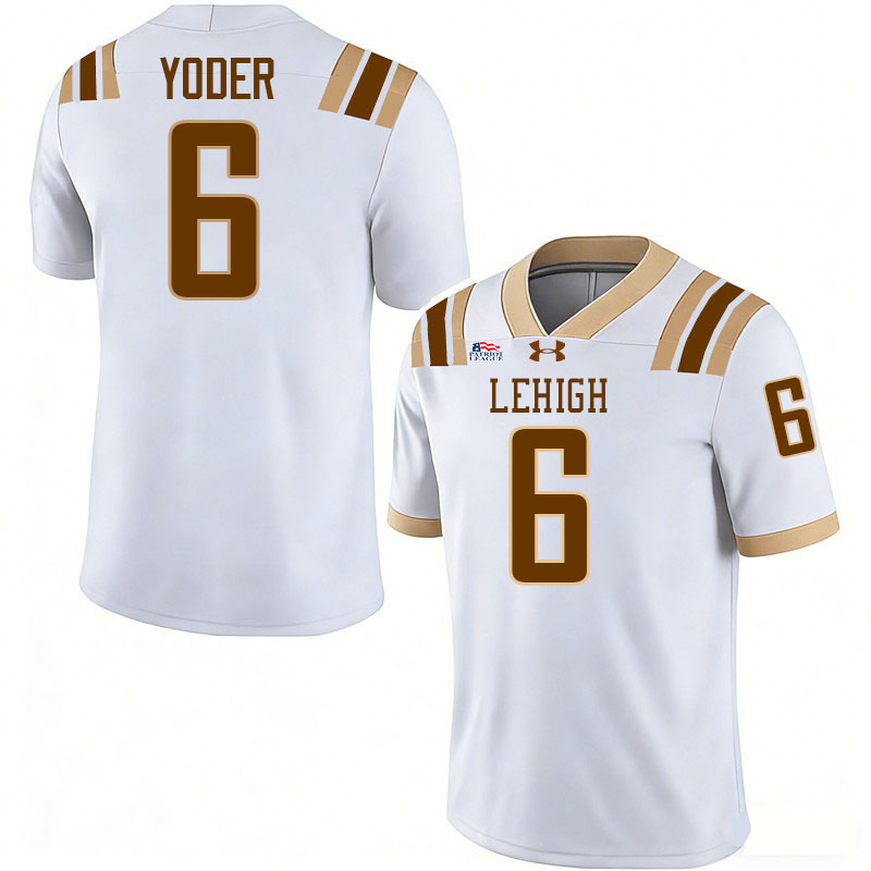 Lehigh Mountain Hawks #6 Luke Yoder College Football Jerseys,Uniforms-White